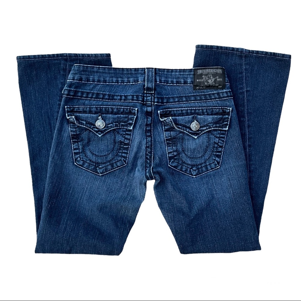True Religion Jeans Joey Twisted Seam Distressed Boot Cut Flared Women’s Size 28